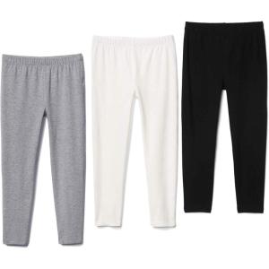 Felix & Flora Girls’ Leggings Toddler Kids Summer Pants School Dance(3-pack Black/White/Grey)
