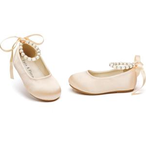 Felix & Flora Girls Toddler Little Ballet Shoes – Flower Girls Mary Jane Flats Dress Shoes Party Wedding(B836-rose Pink)