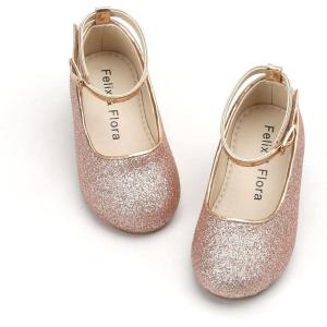 Felix & Flora Girls Toddler Little Ballet Shoes – Flower Girls Mary Jane Flats Dress Shoes Party Wedding(B842-pink)