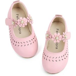Felix & Flora Girls Toddler Little Ballet Shoes – Flower Girls Mary Jane Flats Dress Shoes Party Wedding(B854-pink)