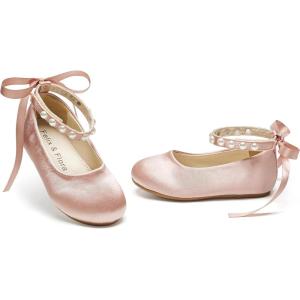Felix & Flora Girls Toddler Little Ballet Shoes – Flower Girls Mary Jane Flats Dress Shoes Party Wedding(B898-pink)