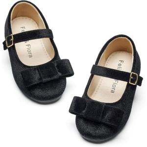 Felix & Flora Girls Toddler Little Ballet Shoes – Flower Girls Mary Jane Flats Dress Shoes Party Wedding(Bf16-black)