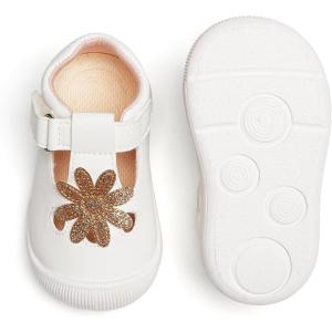 Felix & Flora Soft Sole Baby Dress Shoes – Infant Baby Walking Shoes Moccasinss Rubber Sole Crib Shoes(Byb05-white)