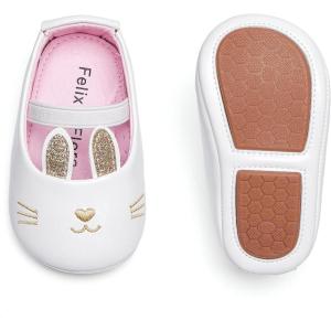 Felix & Flora Soft Sole Baby Shoes – Infant Baby Girls Ballet Flats Moccasinss Rubber Sole Walking Crib Shoes(Bn01-gold)