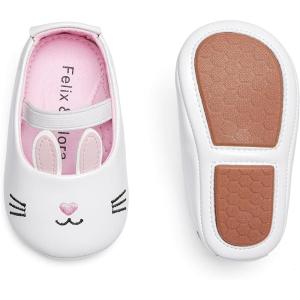 Felix & Flora Soft Sole Baby Shoes – Infant Baby Girls Ballet Flats Moccasinss Rubber Sole Walking Crib Shoes(Bn01-pink)