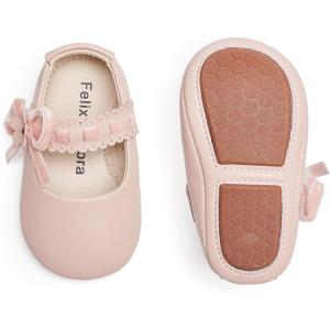 Felix & Flora Soft Sole Baby Shoes – Infant Baby Girls Ballet Flats Moccasinss Rubber Sole Walking Crib Shoes(Bn33-pink)