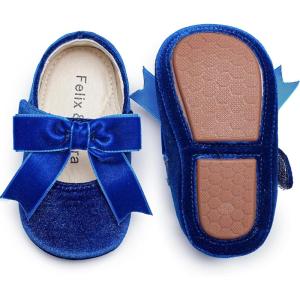 Felix & Flora Soft Sole Baby Shoes – Infant Baby Girls Ballet Flats Moccasinss Rubber Sole Walking Crib Shoes(Bn38-navy Blue)