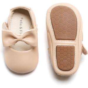Felix & Flora Soft Sole Baby Shoes – Infant Baby Walking Shoes Moccasinss Rubber Sole Crib Shoes(B03-nude)