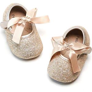 Felix & Flora Soft Sole Baby Shoes – Infant Baby Walking Shoes Moccasinss Rubber Sole Crib Shoes(B18-gold)