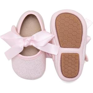 Felix & Flora Soft Sole Baby Shoes – Infant Baby Walking Shoes Moccasinss Rubber Sole Crib Shoes(B18-light Pink)