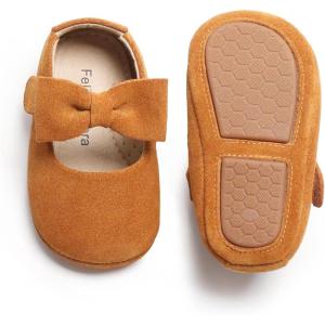 Felix & Flora Soft Sole Baby Shoes – Infant Baby Walking Shoes Moccasinss Rubber Sole Crib Shoes(B21-brown)