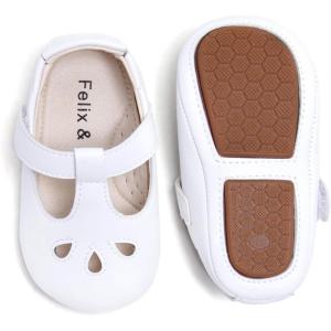 Felix & Flora Soft Sole Baby Shoes – Infant Baby Walking Shoes Moccasinss Rubber Sole Crib Shoes(B22-white)