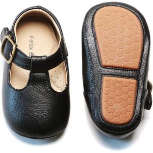 Felix & Flora Soft Sole Baby Shoes – Infant Baby Walking Shoes Moccasinss Rubber Sole Crib Shoes(B8527-black)