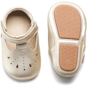 Felix & Flora Soft Sole Baby Shoes – Infant Baby Walking Shoes Moccasinss Rubber Sole Crib Shoes(B8528 Gold)