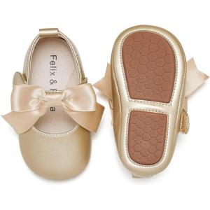 Felix & Flora Soft Sole Baby Shoes – Infant Baby Walking Shoes Moccasinss Rubber Sole Crib Shoes(B8705-gold)