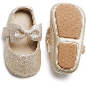 Felix & Flora Soft Sole Baby Shoes – Infant Baby Walking Shoes Moccasinss Rubber Sole Crib Shoes(B8712-gold)