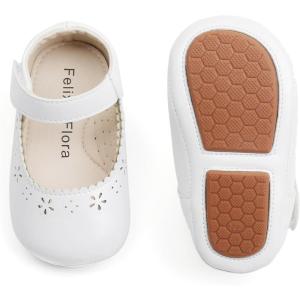 Felix & Flora Soft Sole Baby Shoes – Infant Baby Walking Shoes Moccasinss Rubber Sole Crib Shoes(B8717-white)