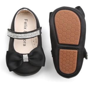 Felix & Flora Soft Sole Baby Shoes – Infant Baby Walking Shoes Moccasinss Rubber Sole Crib Shoes(B8718-black)