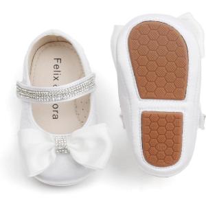 Felix & Flora Soft Sole Baby Shoes – Infant Baby Walking Shoes Moccasinss Rubber Sole Crib Shoes(B8718-white)