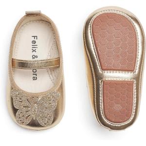 Felix & Flora Soft Sole Baby Shoes – Infant Baby Walking Shoes Moccasinss Rubber Sole Crib Shoes(B8731-gold)