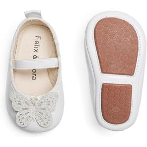Felix & Flora Soft Sole Baby Shoes – Infant Baby Walking Shoes Moccasinss Rubber Sole Crib Shoes(B8731-white)