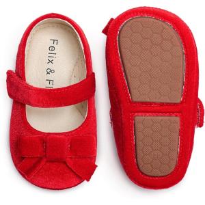 Felix & Flora Soft Sole Baby Shoes – Infant Baby Walking Shoes Moccasinss Rubber Sole Crib Shoes(Bn41-red)