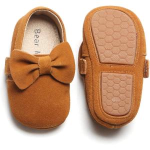 Felix & Flora Soft Sole Baby Shoes – Infant Baby Walking Shoes Moccasinss Rubber Sole Crib Shoes(Brown)
