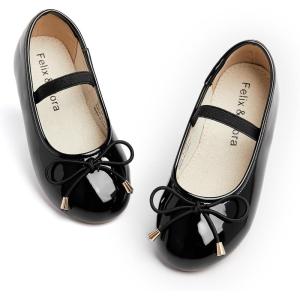 Felix & Flora Toddler Flower Girl Dress Shoes – Baby Girl Ballet Mary Jane Flats for Party School Wedding(B801-black)