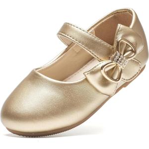Felix & Flora Toddler Flower Girl Dress Shoes – Baby Girl Ballet Mary Jane Flats for Party School Wedding(B888-fl Gold)