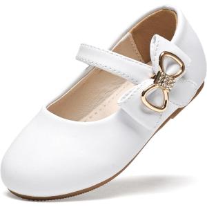 Felix & Flora Toddler Flower Girl Dress Shoes – Baby Girl Ballet Mary Jane Flats for Party School Wedding(B888-fl White)