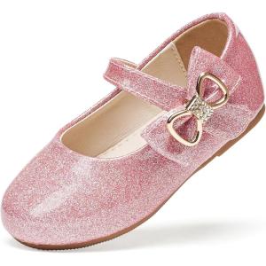 Felix & Flora Toddler Flower Girl Dress Shoes – Baby Girl Ballet Mary Jane Flats for Party School Wedding(B888-glitter Pink)