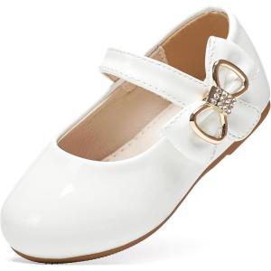 Felix & Flora Toddler Flower Girl Dress Shoes – Baby Girl Ballet Mary Jane Flats for Party School Wedding(B888-pl White)