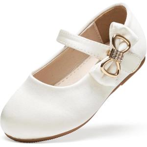 Felix & Flora Toddler Flower Girl Dress Shoes – Baby Girl Ballet Mary Jane Flats for Party School Wedding(B888-s Ivory White)