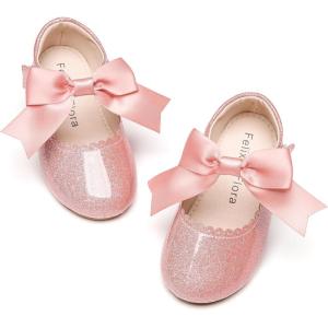 Felix & Flora Toddler Flower Girl Dress Shoes – Baby Girl Ballet Mary Jane Flats for Party School Wedding(B890-pink)