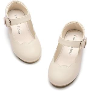 Felix & Flora Toddler Flower Girl Dress Shoes – Baby Girl Ballet Mary Jane Flats for Party School Wedding(B902-beige)