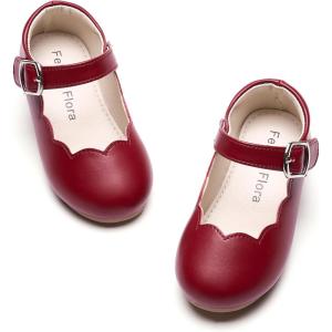 Felix & Flora Toddler Flower Girl Dress Shoes – Baby Girl Ballet Mary Jane Flats for Party School Wedding(B902-burgundy)