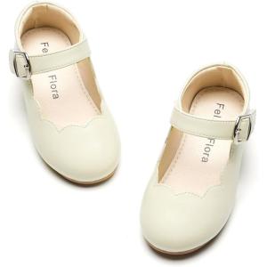 Felix & Flora Toddler Flower Girl Dress Shoes – Baby Girl Ballet Mary Jane Flats for Party School Wedding(B902-ivory White)
