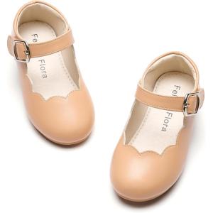 Felix & Flora Toddler Flower Girl Dress Shoes – Baby Girl Ballet Mary Jane Flats for Party School Wedding(B902-nude)