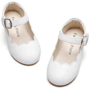 Felix & Flora Toddler Flower Girl Dress Shoes – Baby Girl Ballet Mary Jane Flats for Party School Wedding(B902-white)
