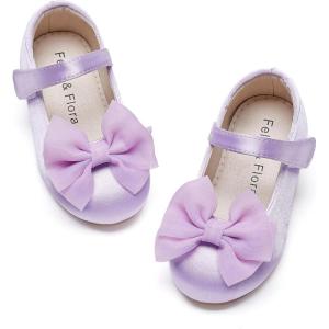 Felix & Flora Toddler Flower Girl Dress Shoes – Baby Girl Ballet Mary Jane Flats for Party School Wedding(Bf04-s Purple)