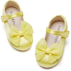 Felix & Flora Toddler Flower Girl Dress Shoes – Baby Girl Ballet Mary Jane Flats for Party School Wedding(Bf04-s Yellow)