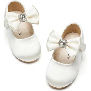 Felix & Flora Toddler Flower Girl Dress Shoes – Baby Girl Ballet Mary Jane Flats for Party School Wedding(Bf15-ivory White)