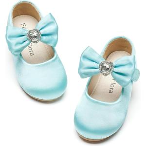 Felix & Flora Toddler Flower Girl Dress Shoes – Baby Girl Ballet Mary Jane Flats for Party School Wedding(Bf15-turquoise)