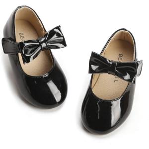 Felix & Flora Toddler Flower Girl Dress Shoes – Girl Ballet Flats Party School Shoes Wedding(B317 Black)