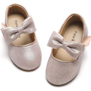 Felix & Flora Toddler Flower Girl Dress Shoes – Girl Ballet Flats Party School Shoes Wedding(B317 Glitter Pink)