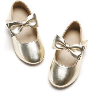 Felix & Flora Toddler Flower Girl Dress Shoes – Girl Ballet Flats Party School Shoes Wedding(B317 Gold)