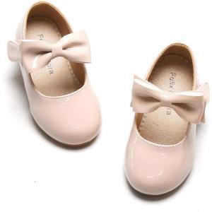 Felix & Flora Toddler Flower Girl Dress Shoes – Girl Ballet Flats Party School Shoes Wedding(B317-nude)
