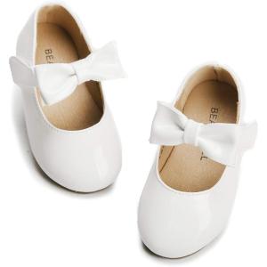 Felix & Flora Toddler Flower Girl Dress Shoes – Girl Ballet Flats Party School Shoes Wedding(B317-white)