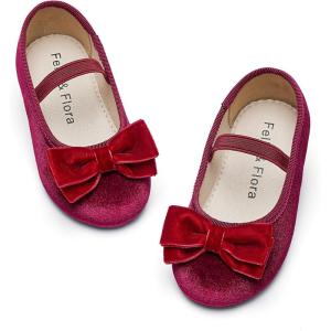 Felix & Flora Toddler Flower Girl Dress Shoes – Girl Ballet Flats Party School Shoes Wedding(B803-purple)