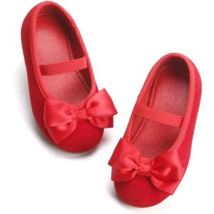 Felix & Flora Toddler Flower Girl Dress Shoes – Girl Ballet Flats Party School Shoes Wedding(B803-red)
